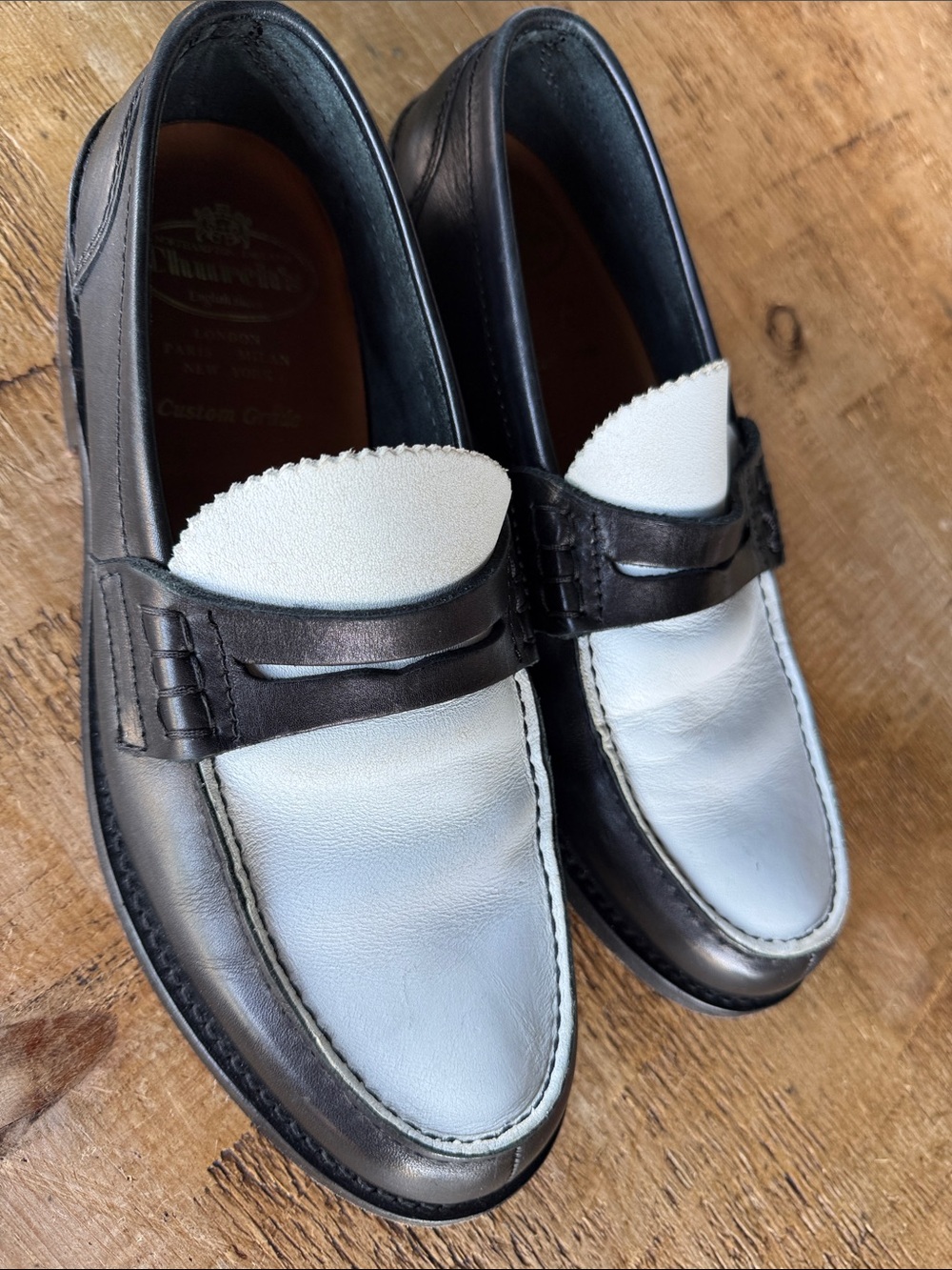 Church's Pembrey Two-Tone Leather Penny Loafers in White and Black